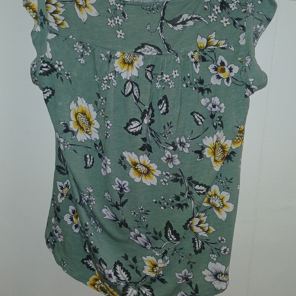 LOFT Sage Green Floral Blouse